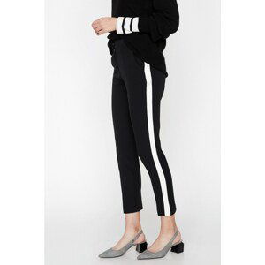 Koton Women's Black Stripe Detailed Trousers