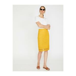 Koton Women's Yellow Lace Detailed Skirt