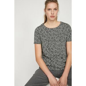 Koton Women's Gray Leopard Print T-Shirt