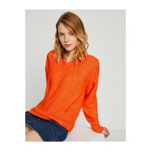 Koton Women's Orange V-Neck Sweater