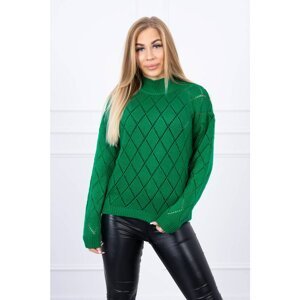 Sweater high neck  with diamond pattern light green