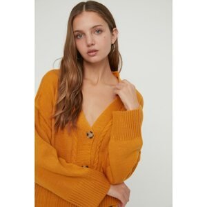 Trendyol Yellow Oversize Knit Detailed Knitwear Cardigan