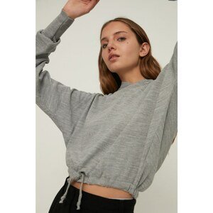 Trendyol Gray Hooded Detailed Knitwear Sweater