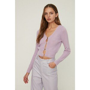 Trendyol Lilac Crop Button Detailed Knitwear Cardigan