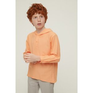 Trendyol Orange Boy's Hooded Woven Shirt