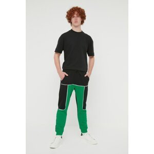 Trendyol Green Men's Regular Fit Color Block Pleated Sweatpants