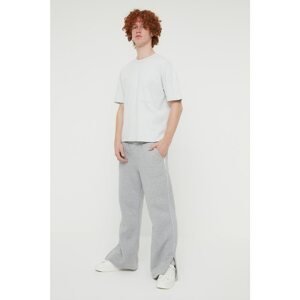 Trendyol Gray Men's Relaxed Fit Wide Leg Ribbed Welt Sweatpants
