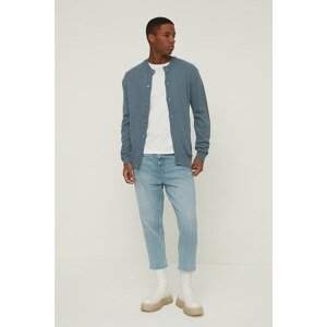 Trendyol Blue Men's Regular Fit Crew Neck Cardigan