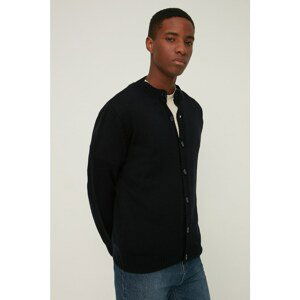 Trendyol Navy Blue Men Regular Fit Crew Neck Cardigan