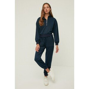 Trendyol Navy Blue Quilted Detailed Loose Jogger Knitted Sweatpants