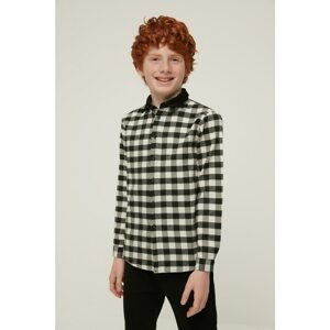 Trendyol Black Checkered Boy Knitted Shirt