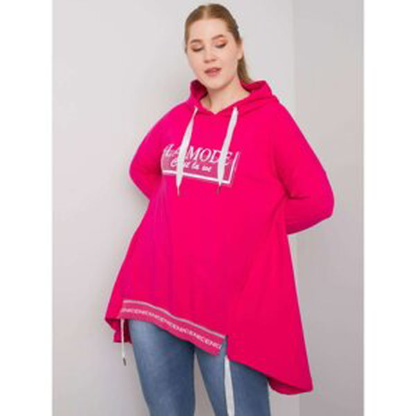 Oversized women's sweatshirt with fuchsia pocket