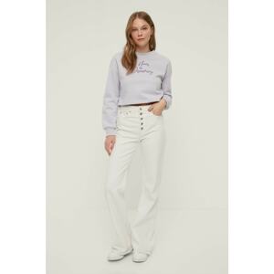 Trendyol Lilac Crop Printed Raised Knitted Sweatshirt