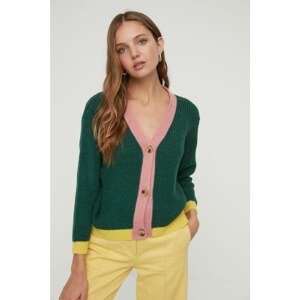 Trendyol Green Color Block Knitwear Cardigan