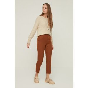 Trendyol Brown Belt Detailed Carrot Fit Trousers
