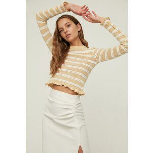 Trendyol Yellow Ruffle Crop Knitwear Sweater