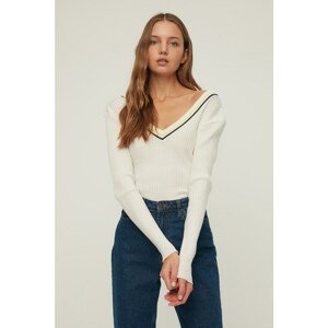 Trendyol Ecru Double Breasted Collar Knitwear Sweater