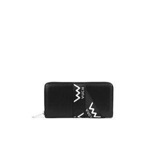 Leather zippered wallet Black Mille
