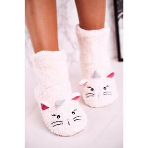Children's padded sheepskin slippers Kitten Ecru