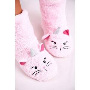 Children's padded sheepskin slippers Kitten Pink