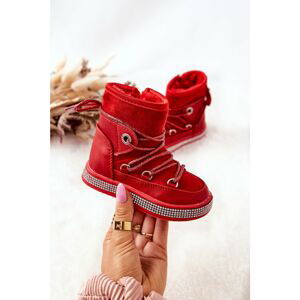 Children's Snowboots with Zircons Red Wellma