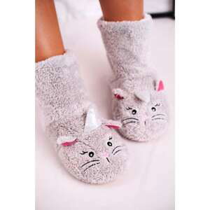 Children's sheepskin padded slippers Kitten Grey
