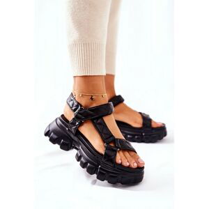 Platform Leather Sandals Black Promissy