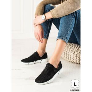EVENTO BLACK LEATHER SHOES WITH LACING