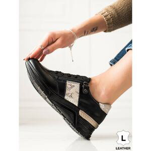 EVENTO LEATHER SNEAKERS WITH DECORATIVE ZIPPER