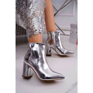 Women's Boots On High Heel Mirrored Silver Ferty