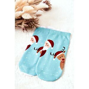 Socks Santa Claus and Reindeer Blue