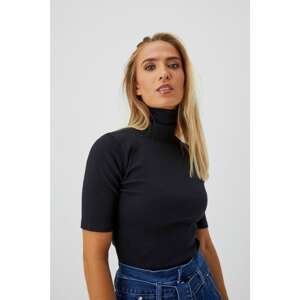 Cotton turtleneck blouse - black