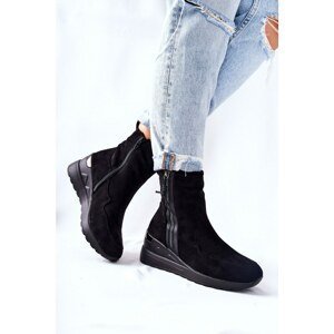 Boots On Heels Suede Black Athelaine