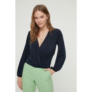 Trendyol Navy Blue Double Breasted Knitted Blouse