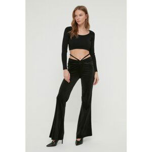 Trendyol Black Velvet Knitted Pants