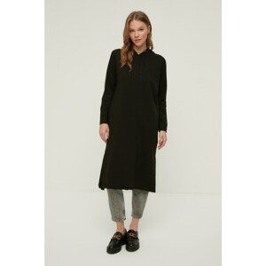 Trendyol Black Hooded Slit Knitted Tunic