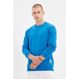 Trendyol Saks Men's Crew Neck Regular Fit Sweatshirt with Slogan Label