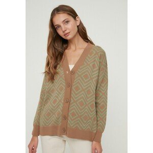 Trendyol Camel Jacquard Knitwear Cardigan