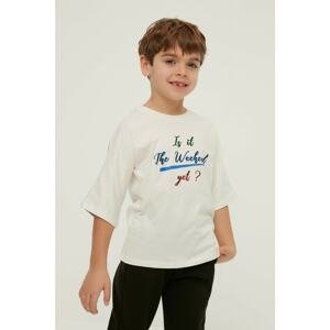 Trendyol White Printed Boy Knitted T-Shirt