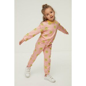 Trendyol Pink Printed Girl Knitted Tracksuit Set