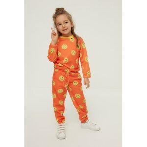 Trendyol Orange Printed Girl Knitted Tracksuit Set