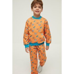 Trendyol Orange Printed Boy Knitted Bottom-Top Suit