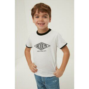 Trendyol White Printed Boy Knitted T-Shirt