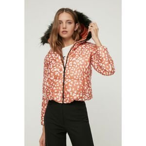 Trendyol Multi Colored Leopard Patterned Fur Hat Down Jacket