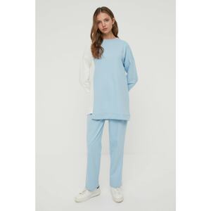 Trendyol Blue Crew Neck Knitted Tracksuit Set