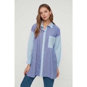 Trendyol Blue Striped Pocket Detailed Woven Shirt