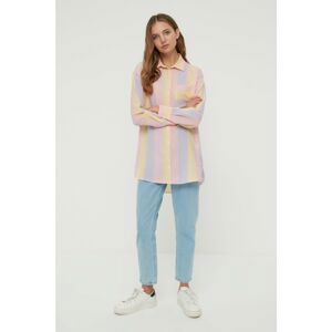 Trendyol Pink Shirt Collar Striped Woven Shirt