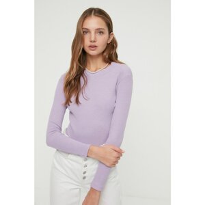 Trendyol Lilac Stand Collar Ribbed Snap Snap Knitted Body