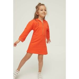 Trendyol Orange Zipper Girl Knitted Dress
