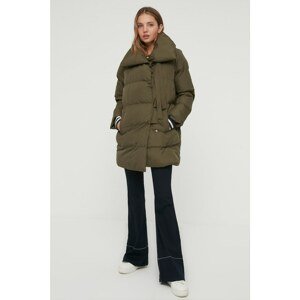 Trendyol Khaki Oversize Zipper Closure Inflatable Coat